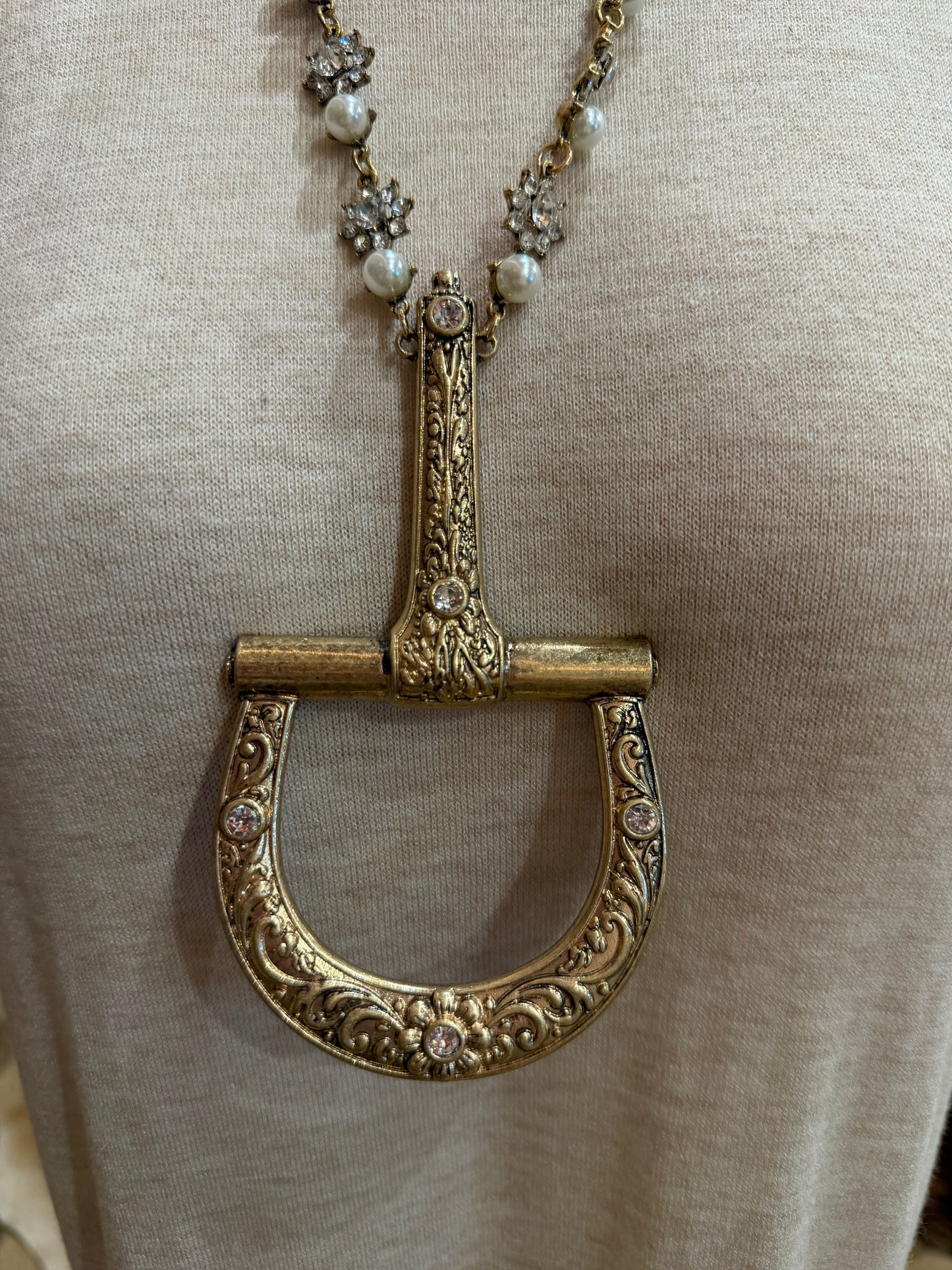 Large Horse Bit Pearl Necklace