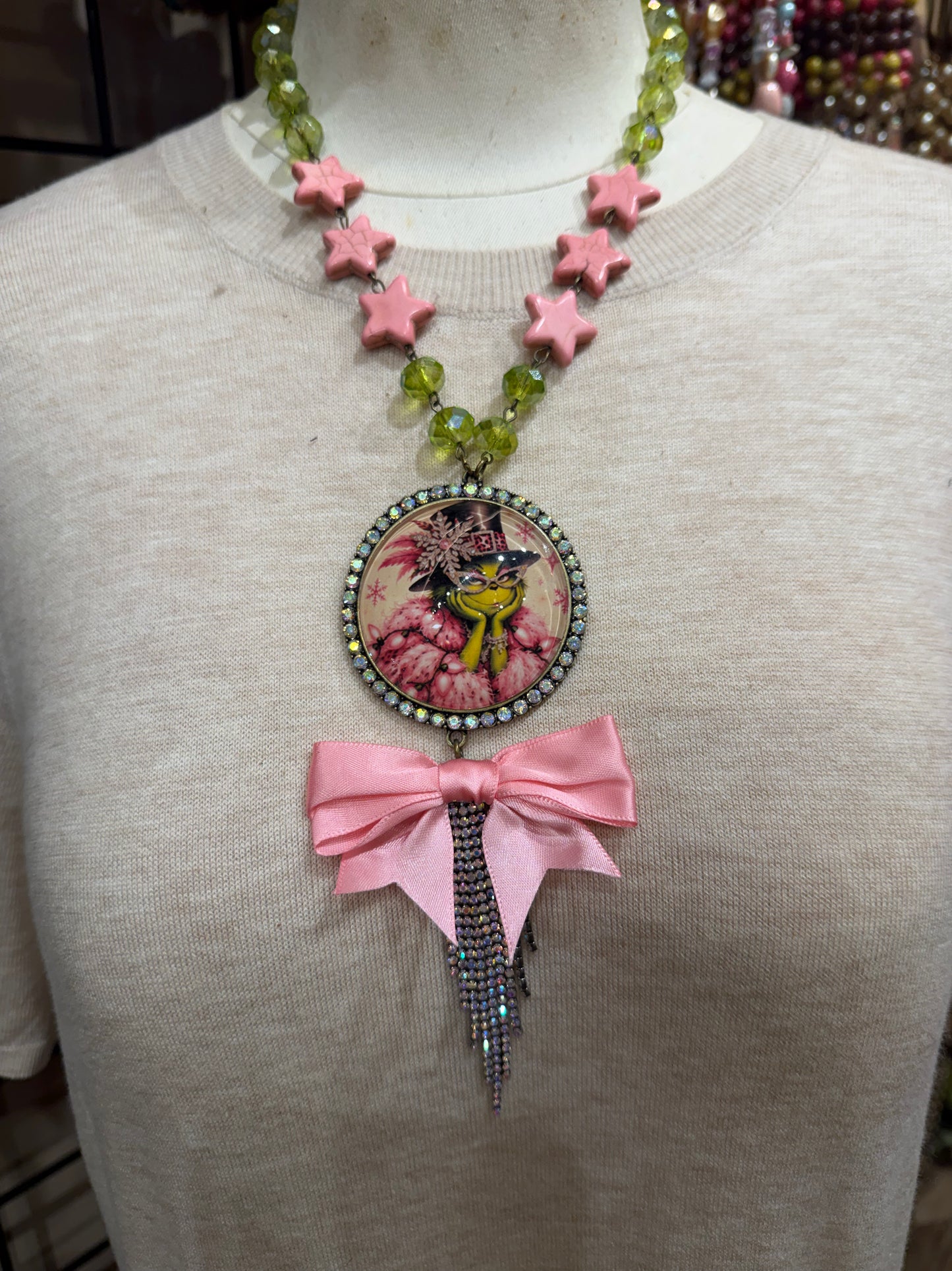 Sassy Grinch Pink Necklace