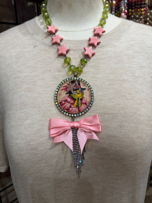 Sassy Grinch Pink Necklace