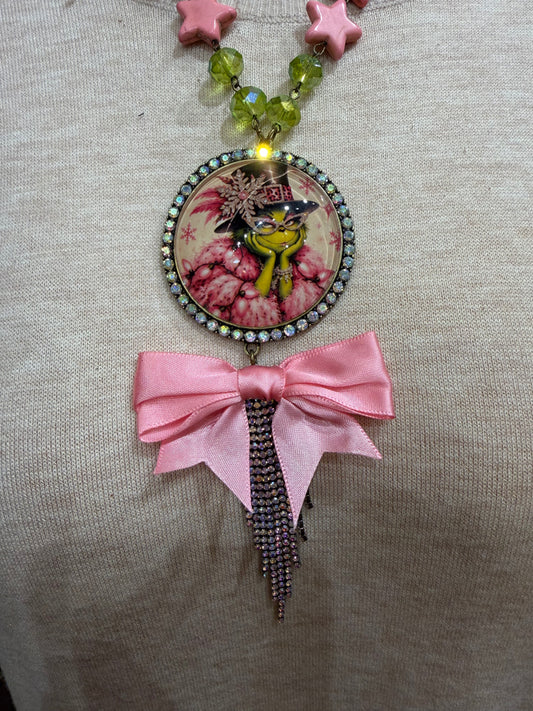 Sassy Grinch Pink Necklace