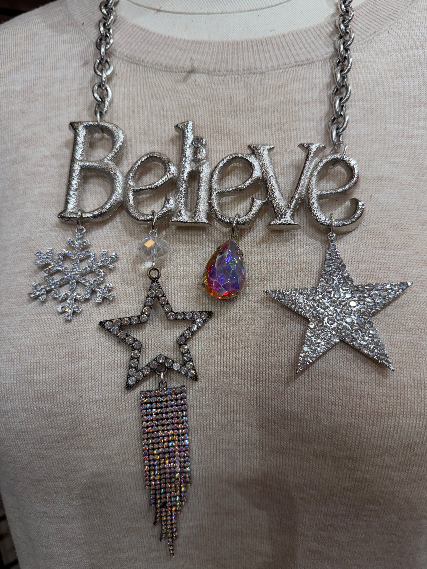 Silver Believe Star Necklace