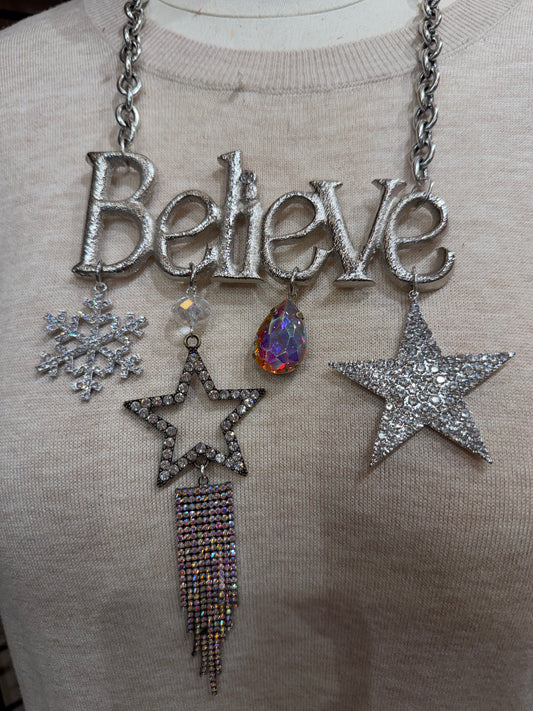 Silver Believe Star Necklace