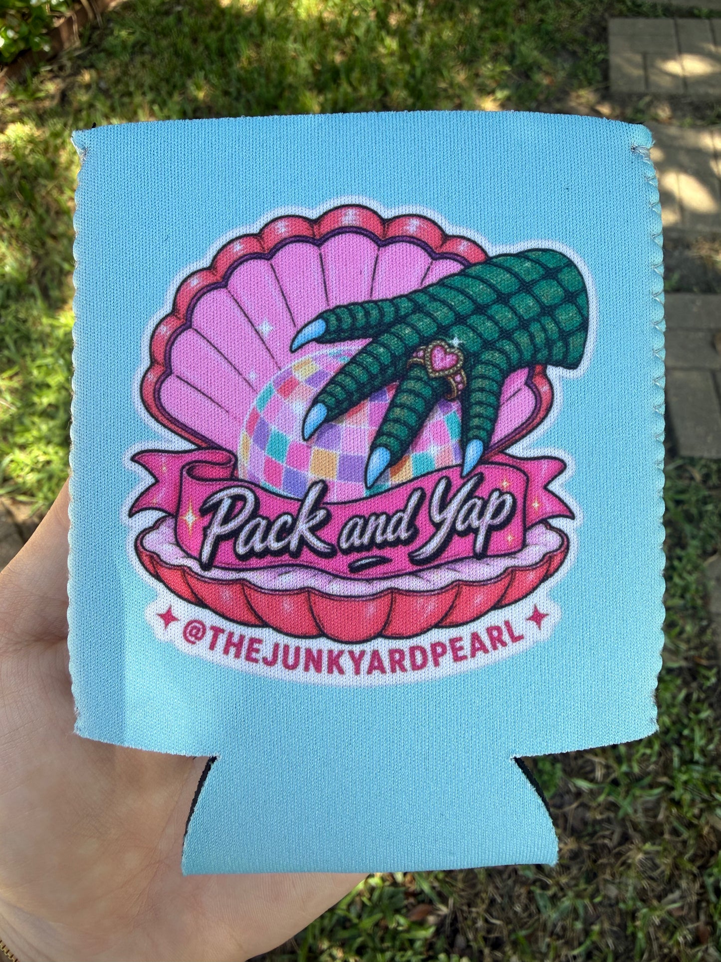 Blue Pack And Yap Junkyard Pearl Koozie