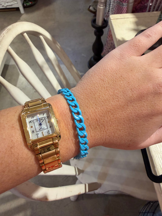 Blue Enamel Link Bracelet