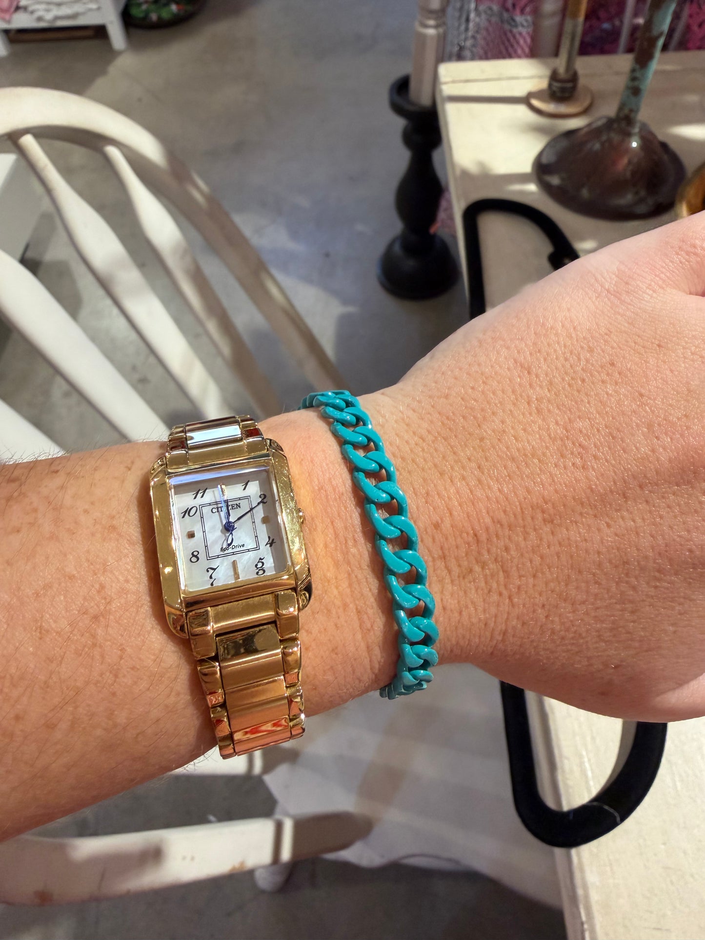 Teal Enamel Link Bracelet