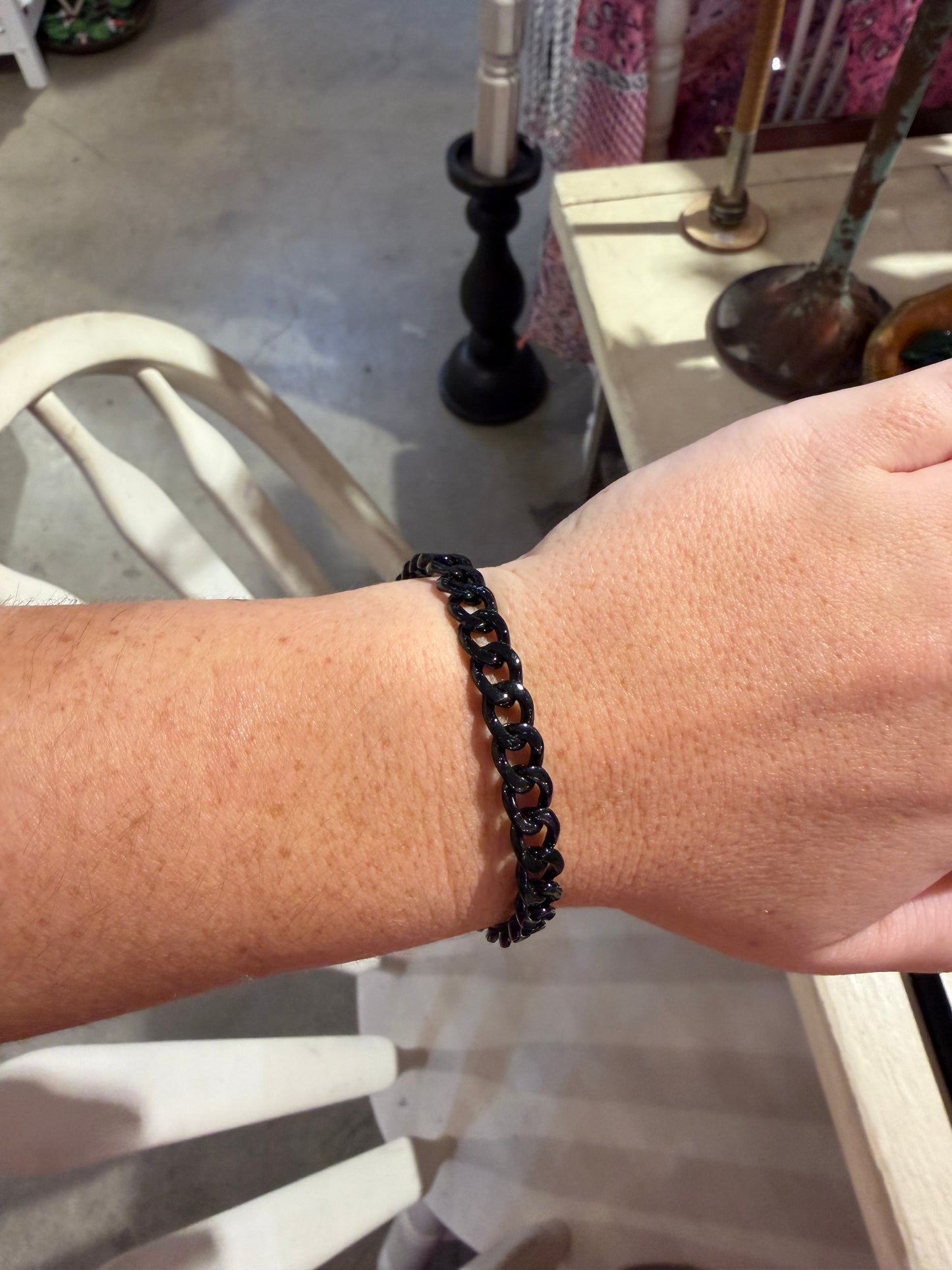 Black Enamel Link Bracelet