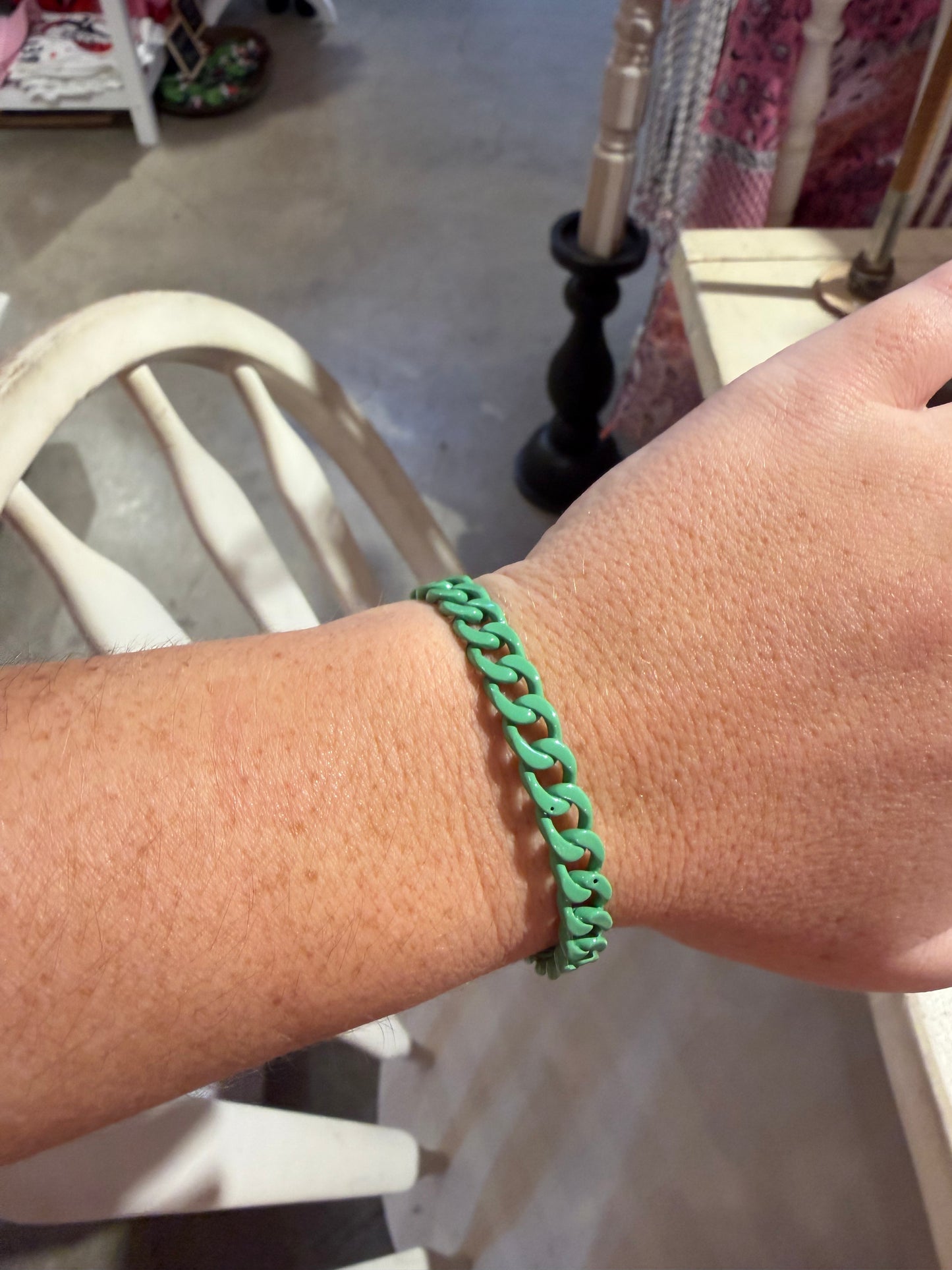 Green Enamel Link Bracelet