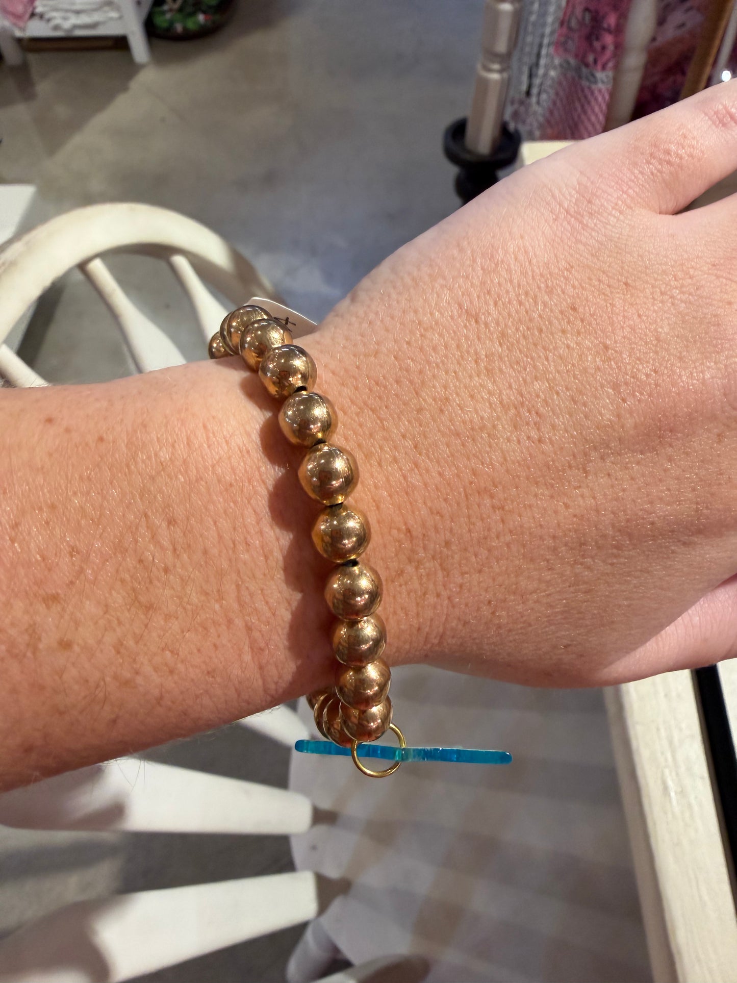 Gold Bead & Blue Star Stretch Bracelet