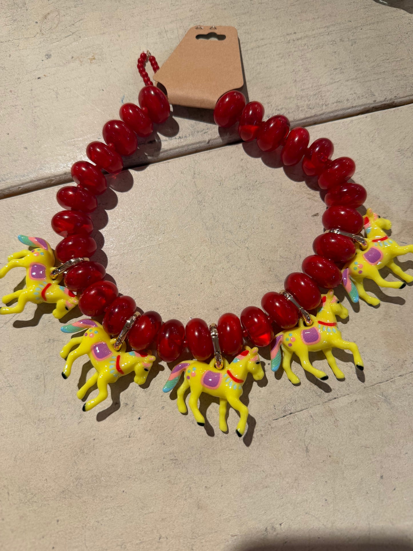 Red And Yellow Pony Necklace
