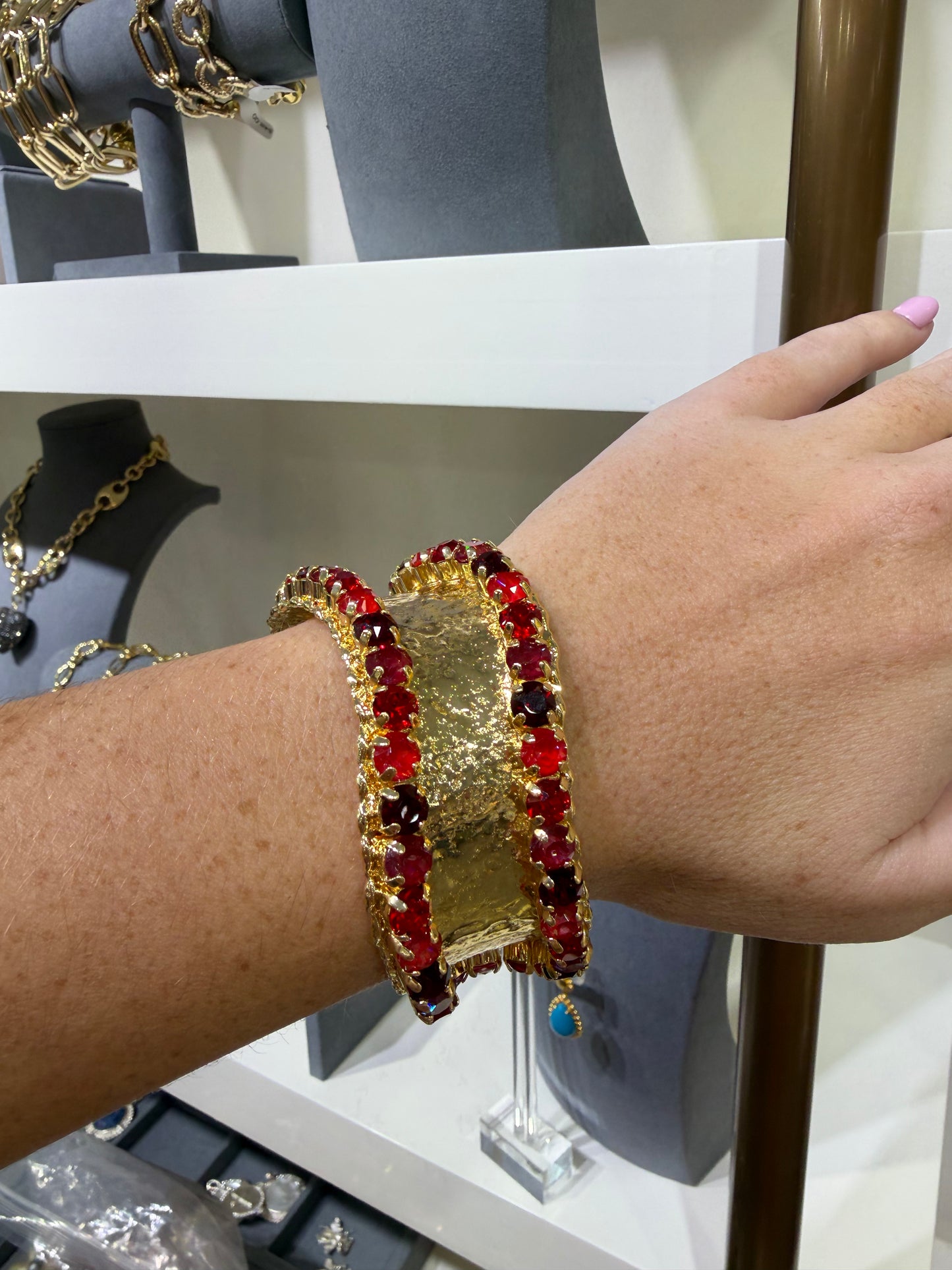 Cola Red Wave Cuff Bracelet
