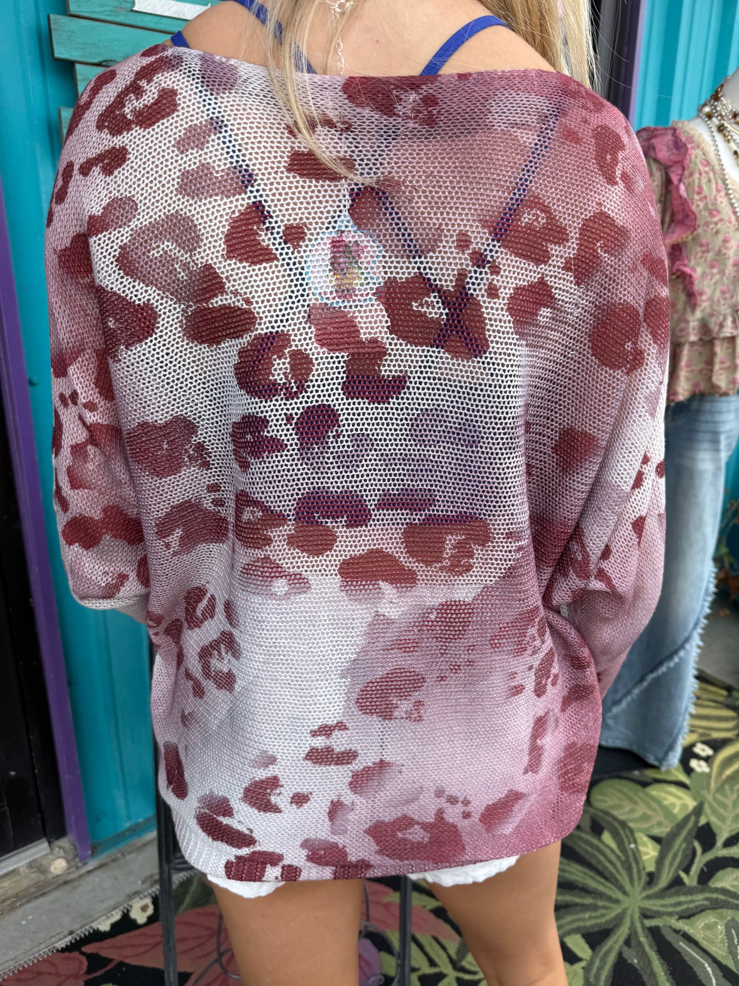 Burgundy Tiger Knit Sweater