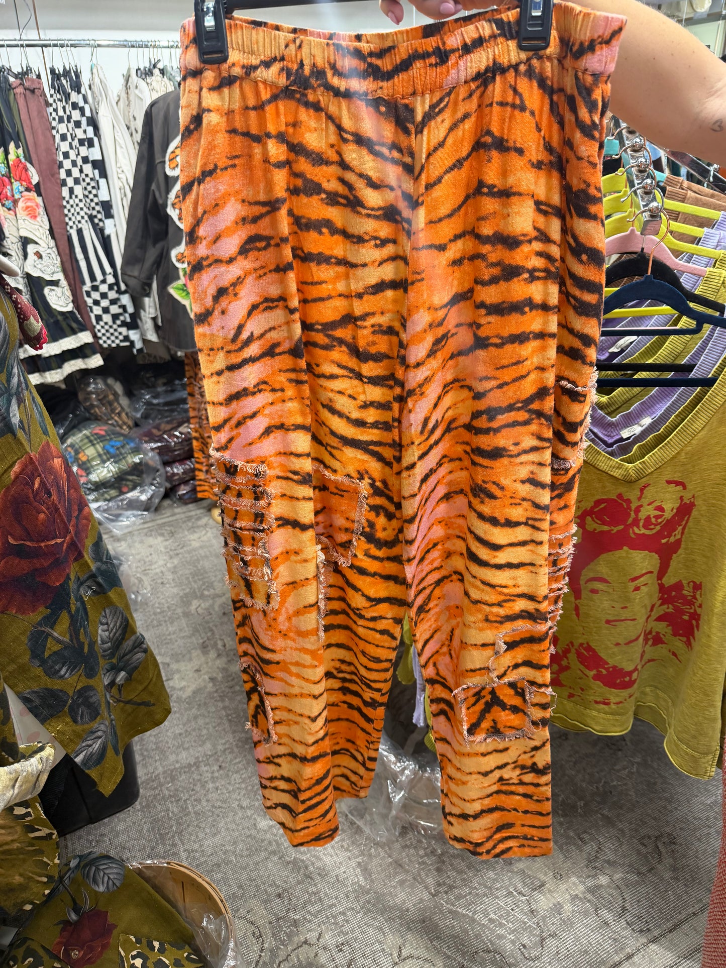 Pre Order!!!Orange Tiger Patched Pants