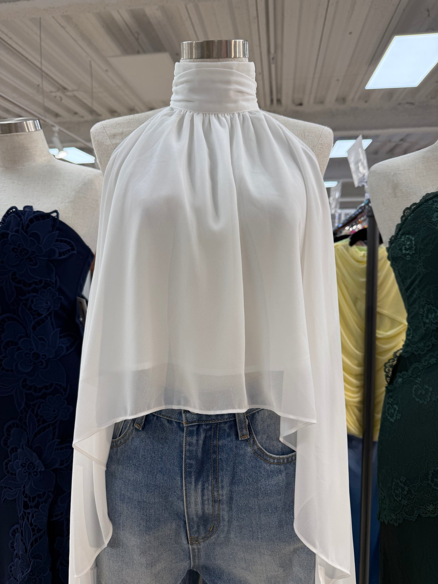 PRE ORDER White High Low Ruffle Top