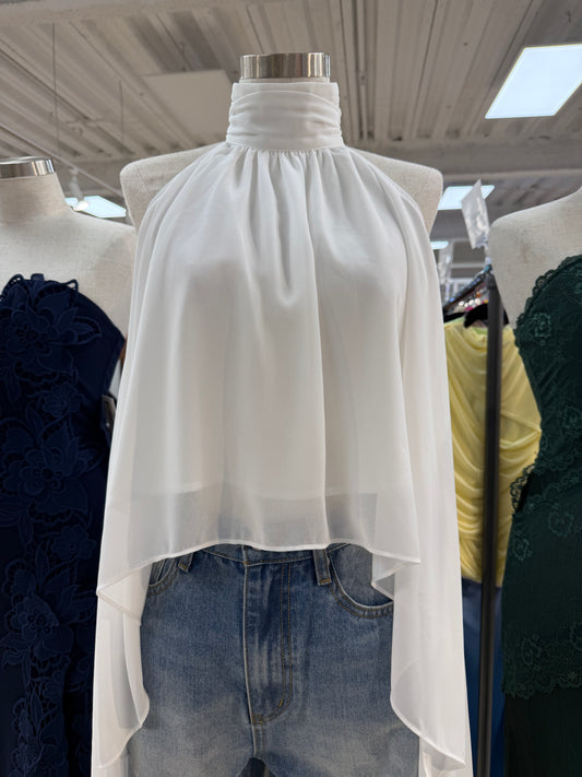PRE ORDER White High Low Ruffle Top
