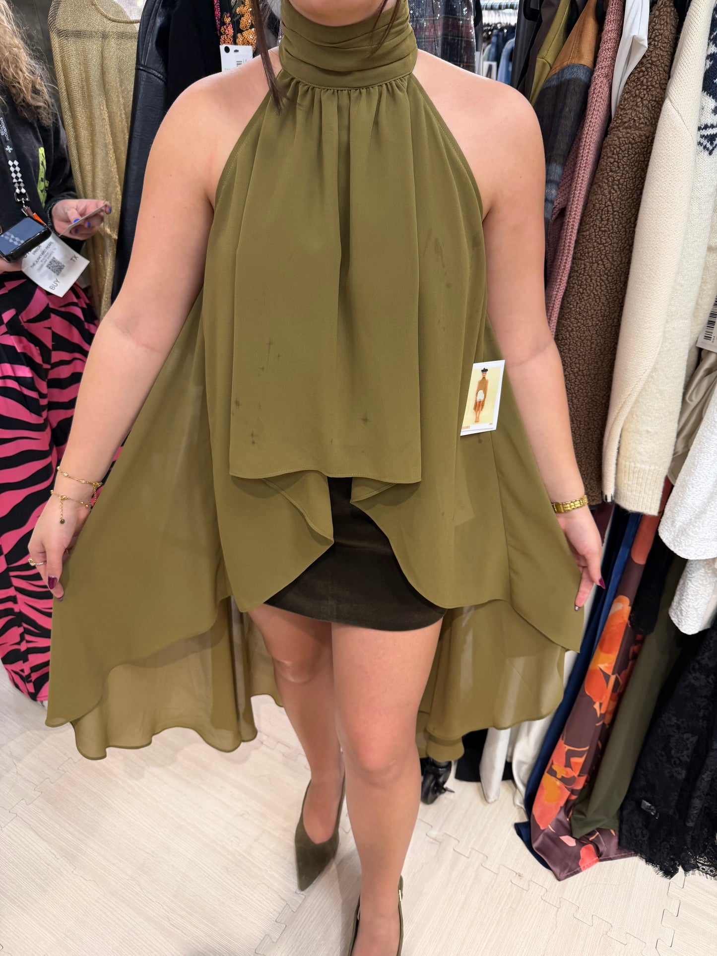 PRE ORDER Olive High Low Ruffle Top