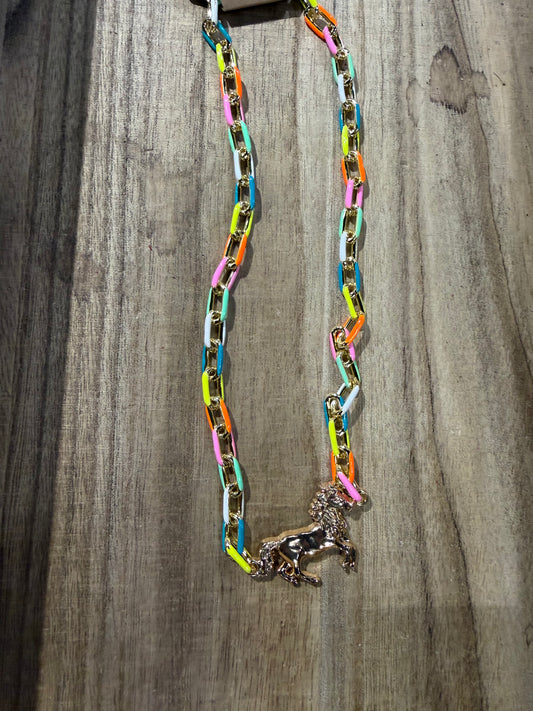 Enamel Multi Pony Necklace