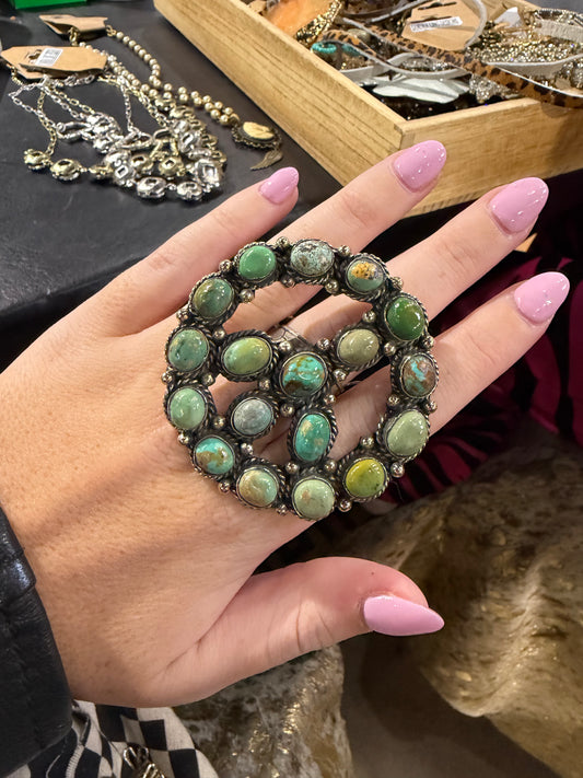 Turquoise Silver Peace Sign Ring