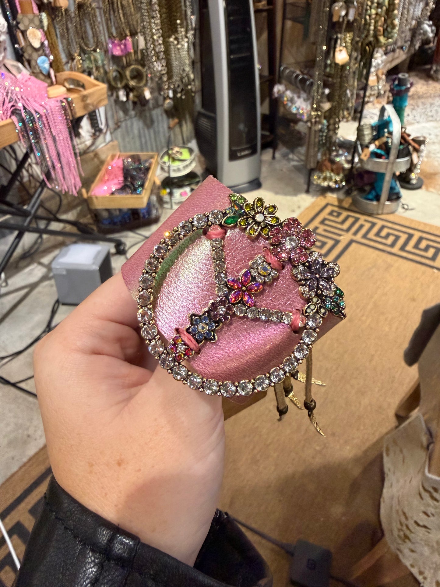 Pink Peace Sign Bracelet