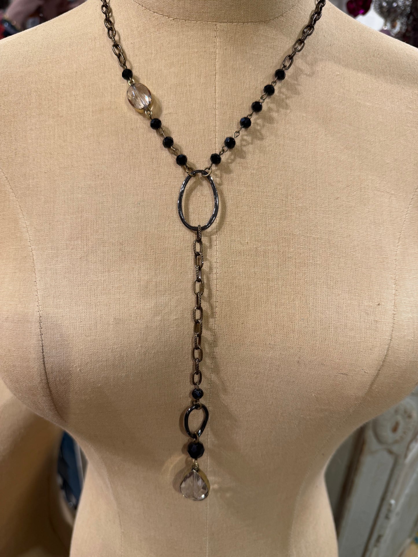 Black Bead Chain Necklace