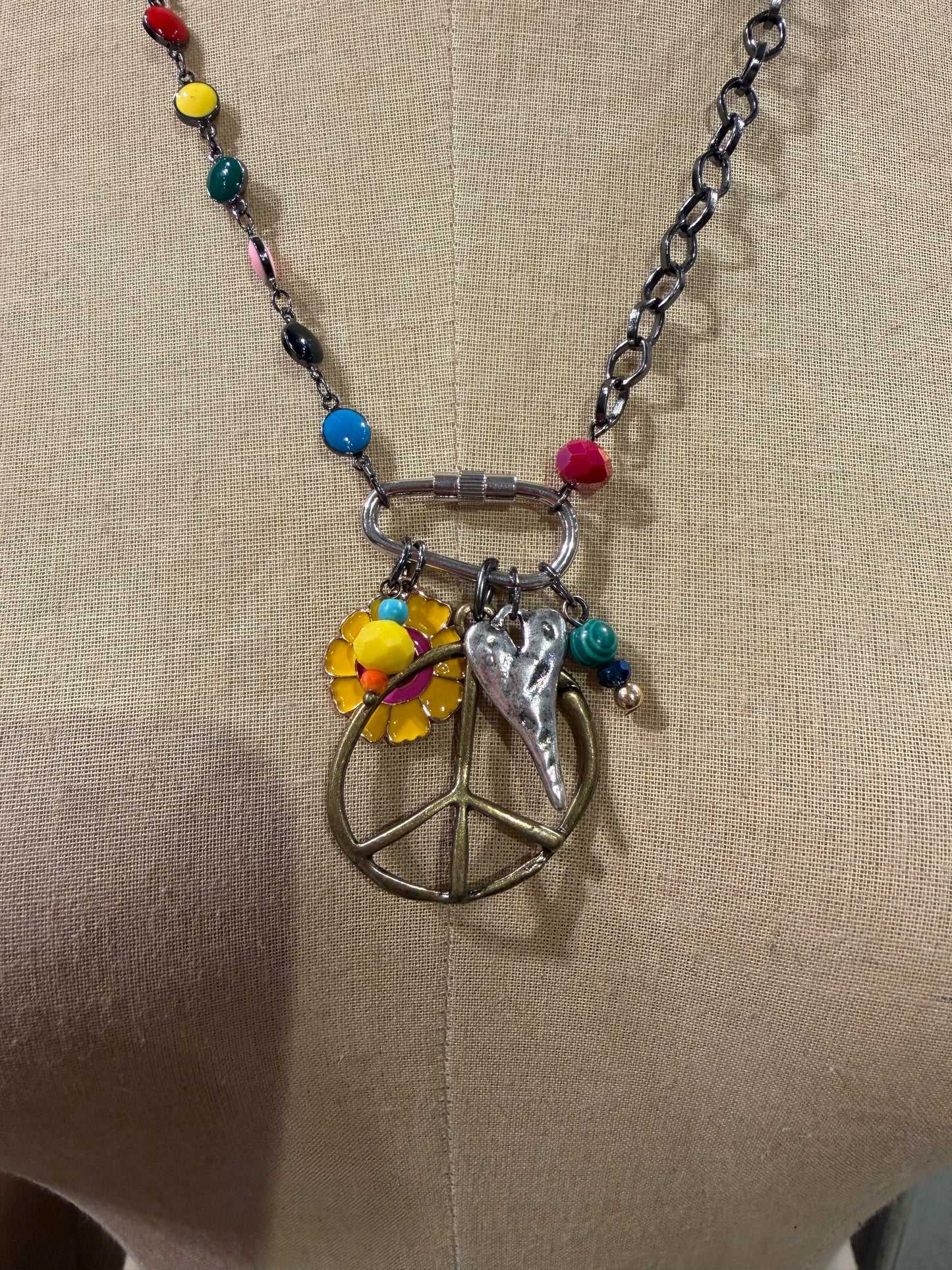 Multi Peace Charm Necklace