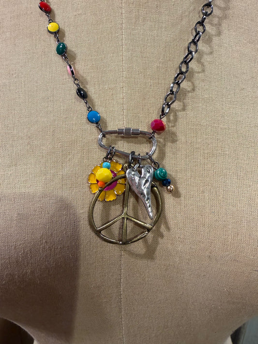 Multi Peace Charm Necklace