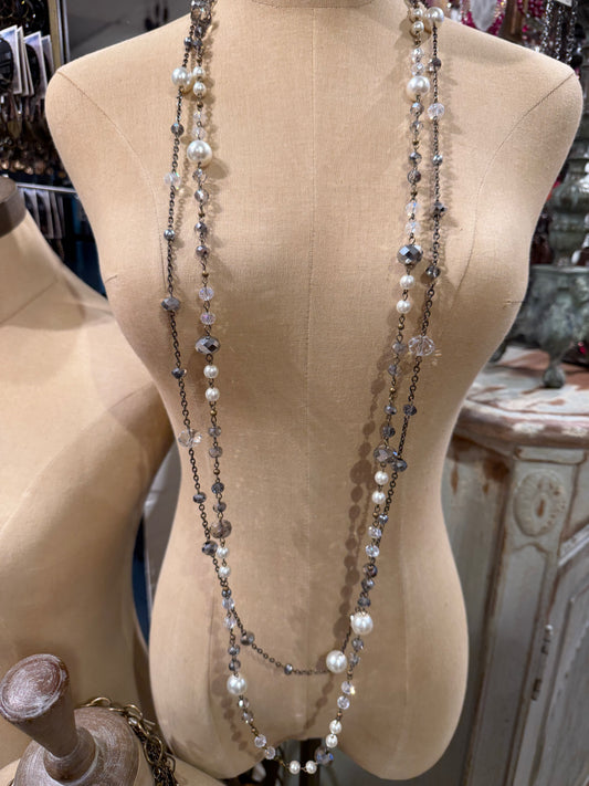 Double Pearl Bead Necklace