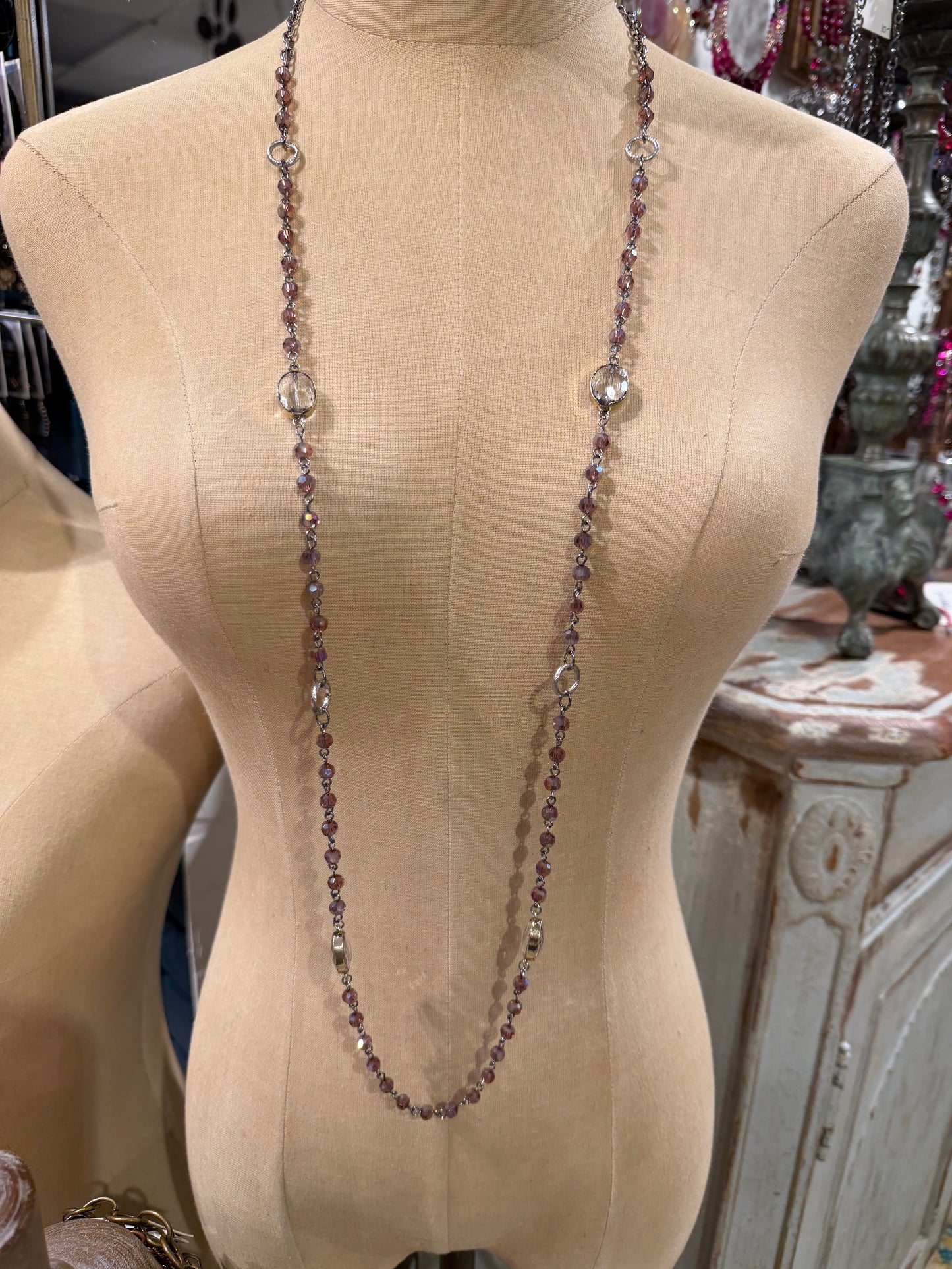 Purple Crystal Long Necklace