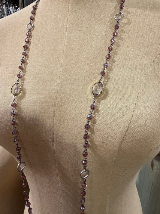 Purple Crystal Long Necklace
