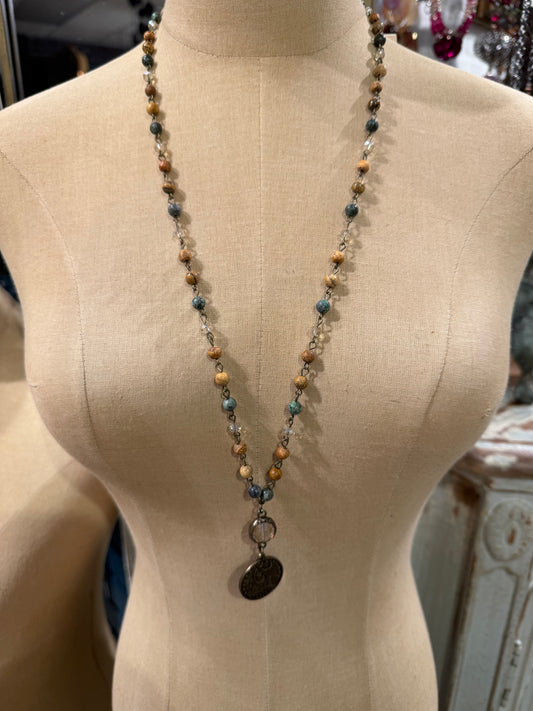 Boho Beaded Coin Necklace