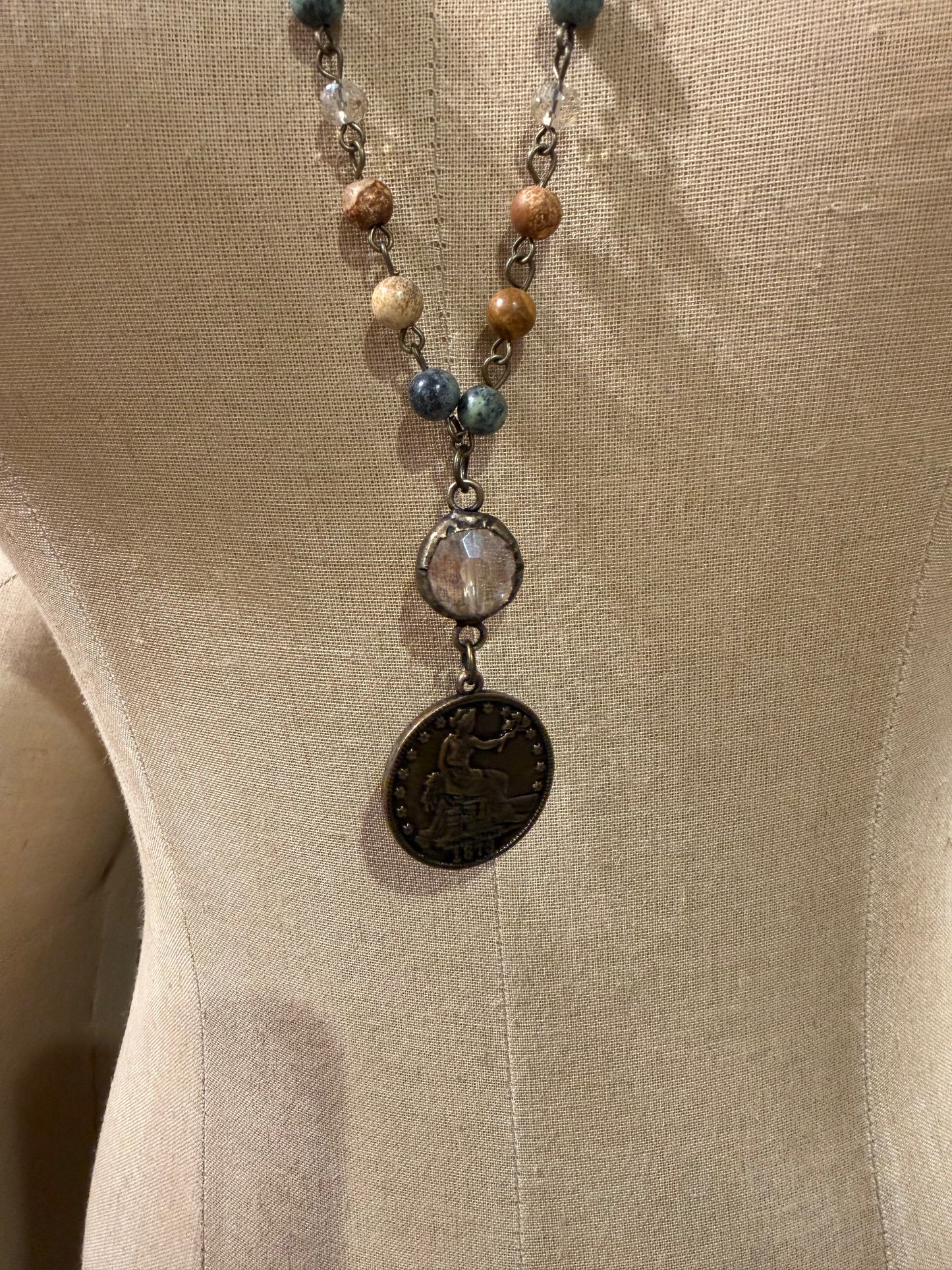 Boho Beaded Coin Necklace