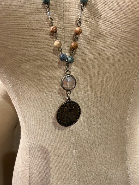 Boho Beaded Coin Necklace