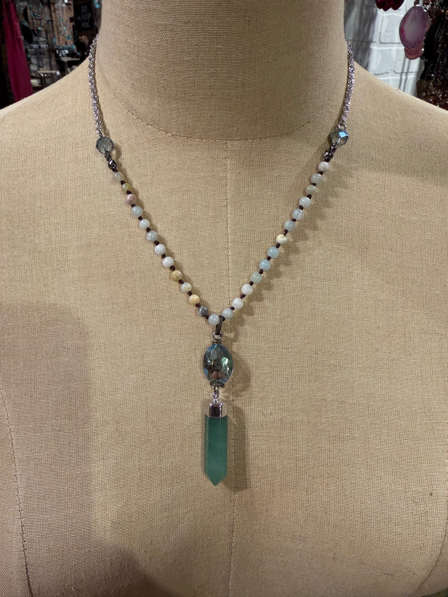 Blue Stone Drop Necklace