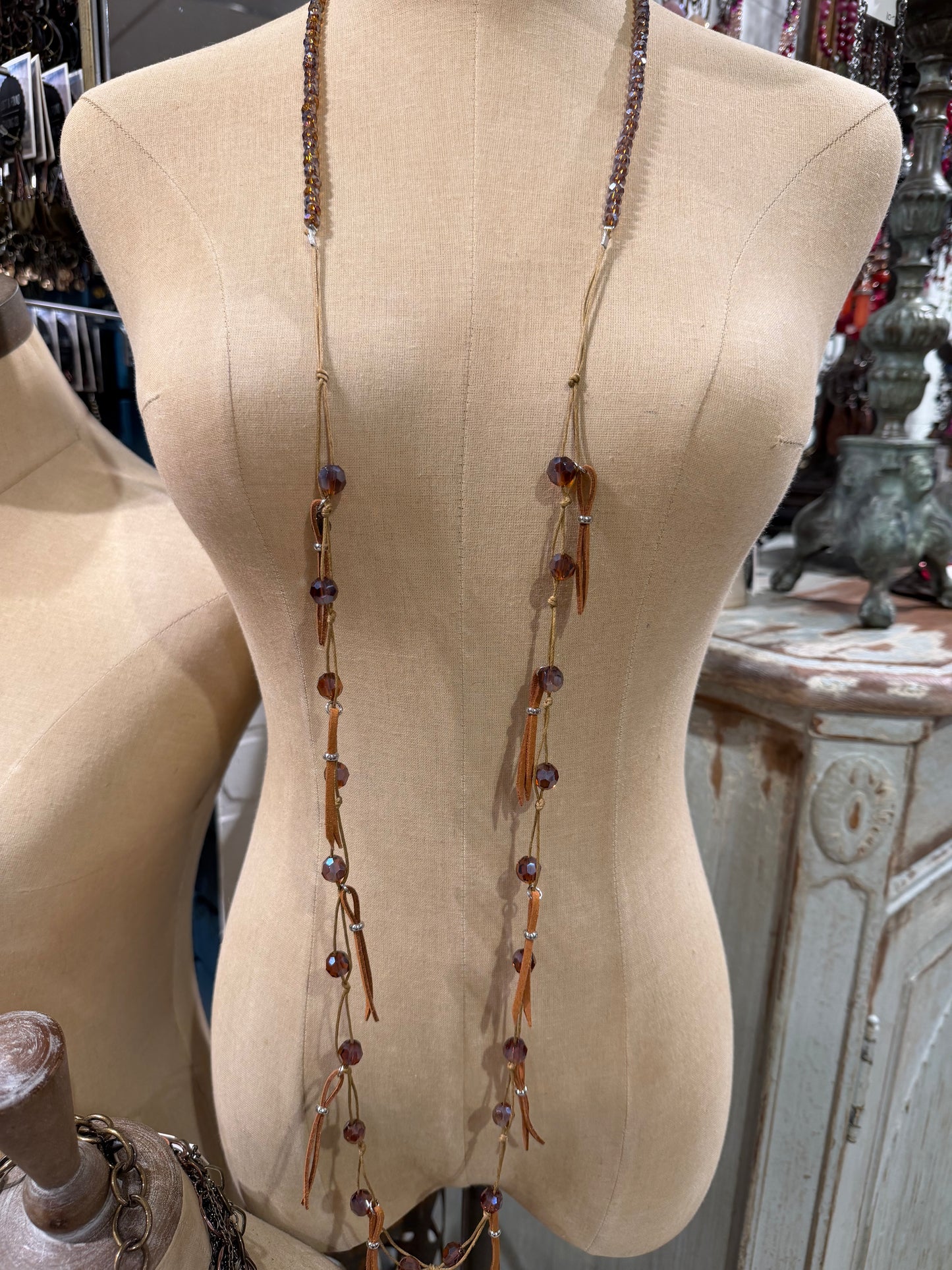 Brown Bead & Tassel Necklace