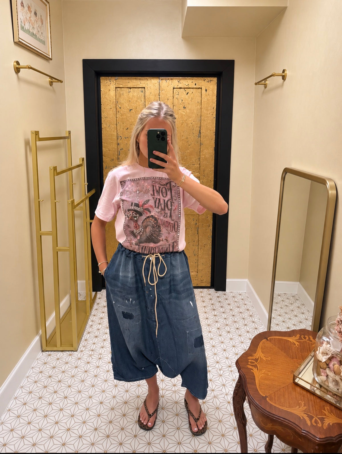 Dark Chambray earth song denim harem pants