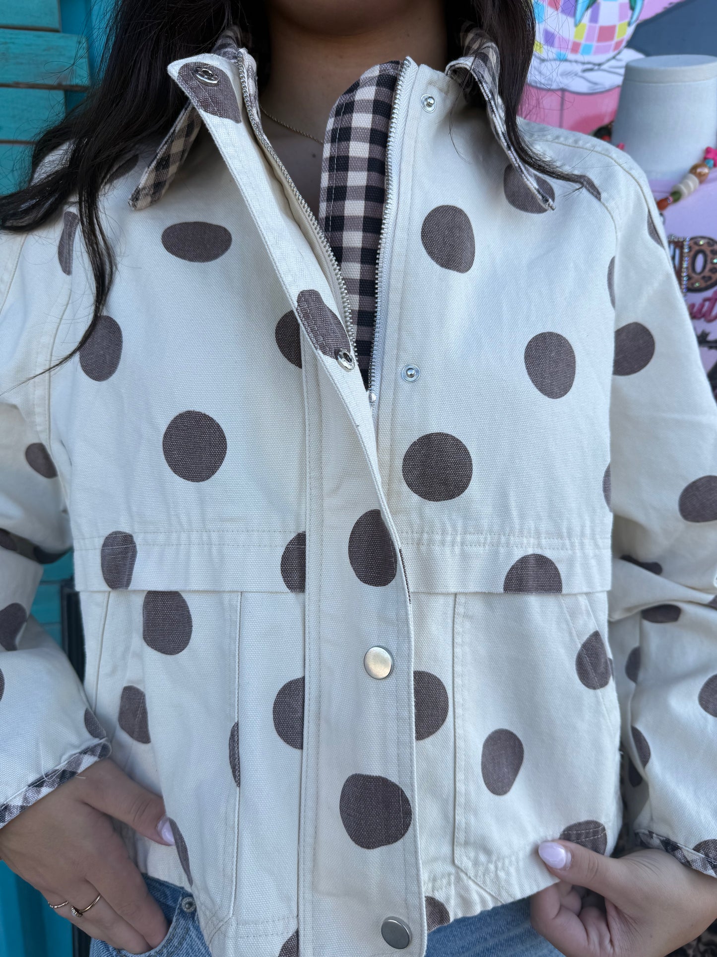 POLKA DOT OXFORD CANVAS FALL JACKET