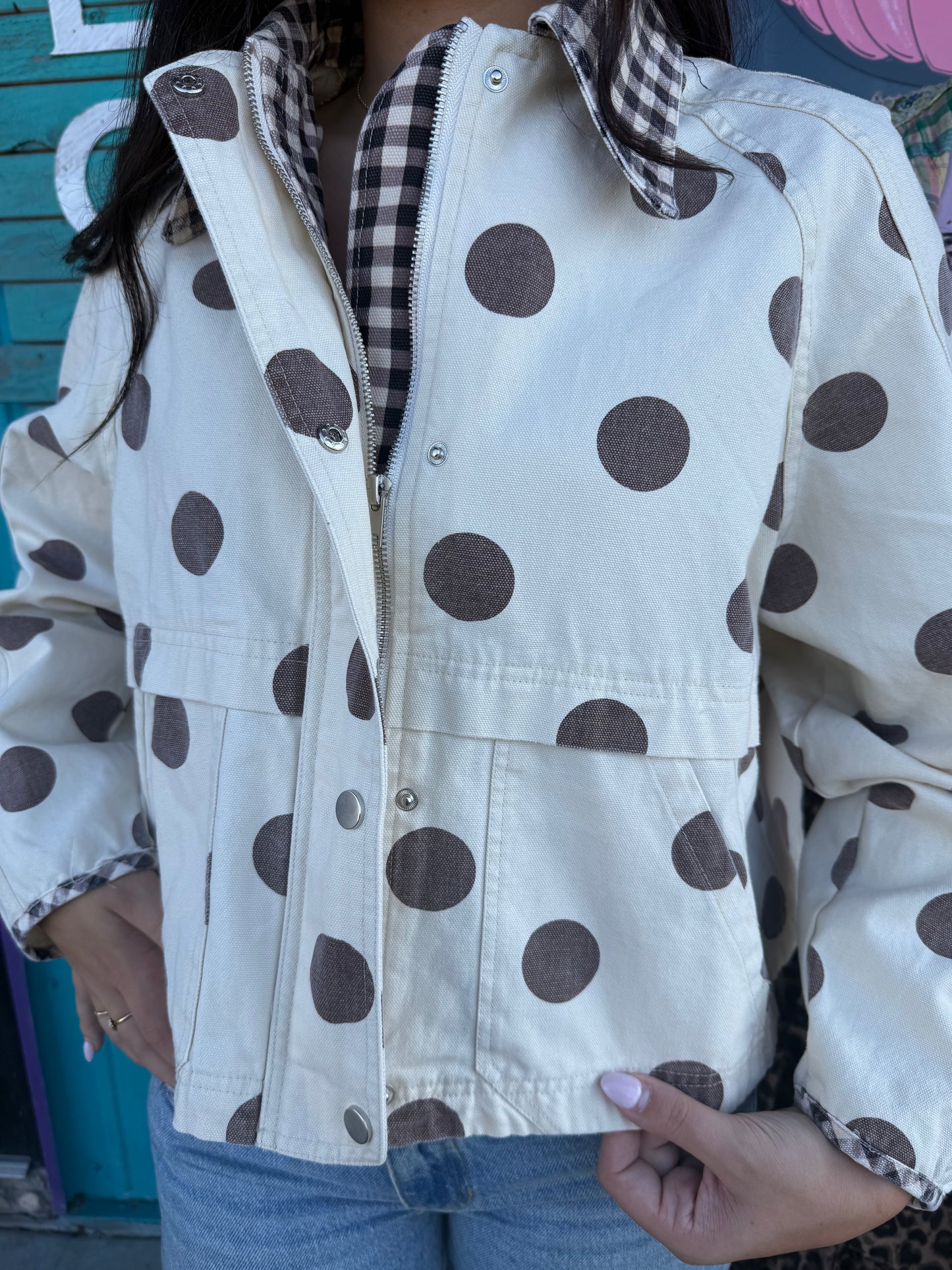 POLKA DOT OXFORD CANVAS FALL JACKET