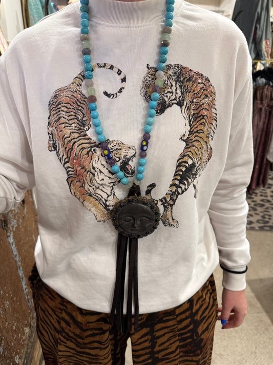 Vintage Turquoise Moon Necklace