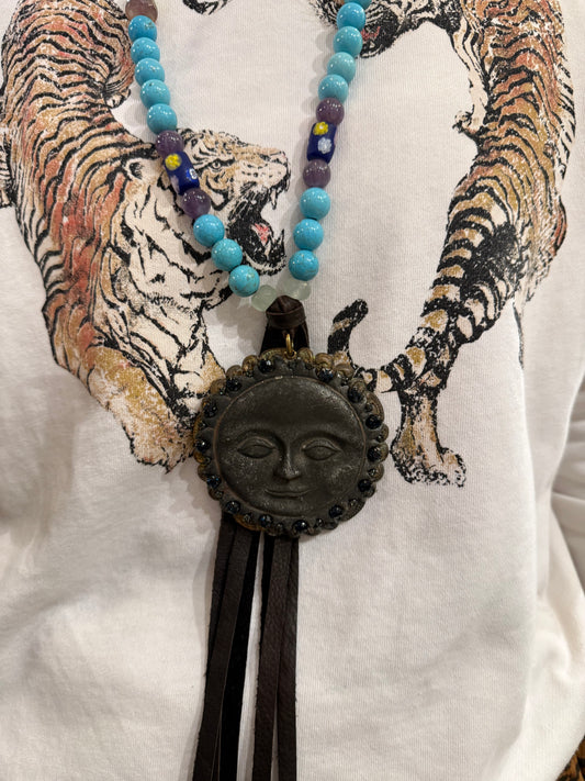 Vintage Turquoise Moon Necklace