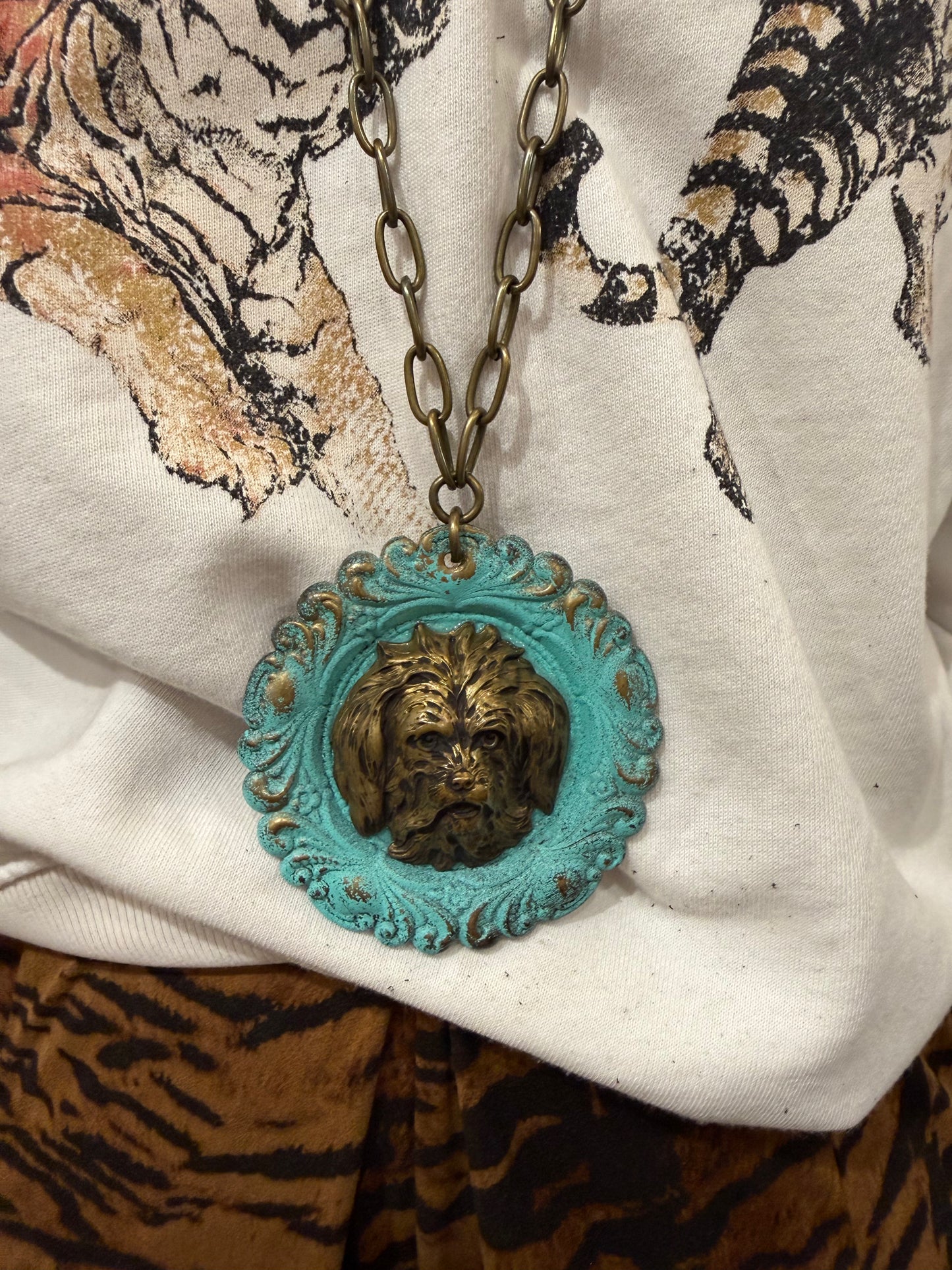 Vintage Turquoise Dog Necklace