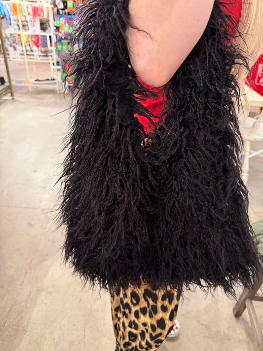 Faux Fur Purse Black