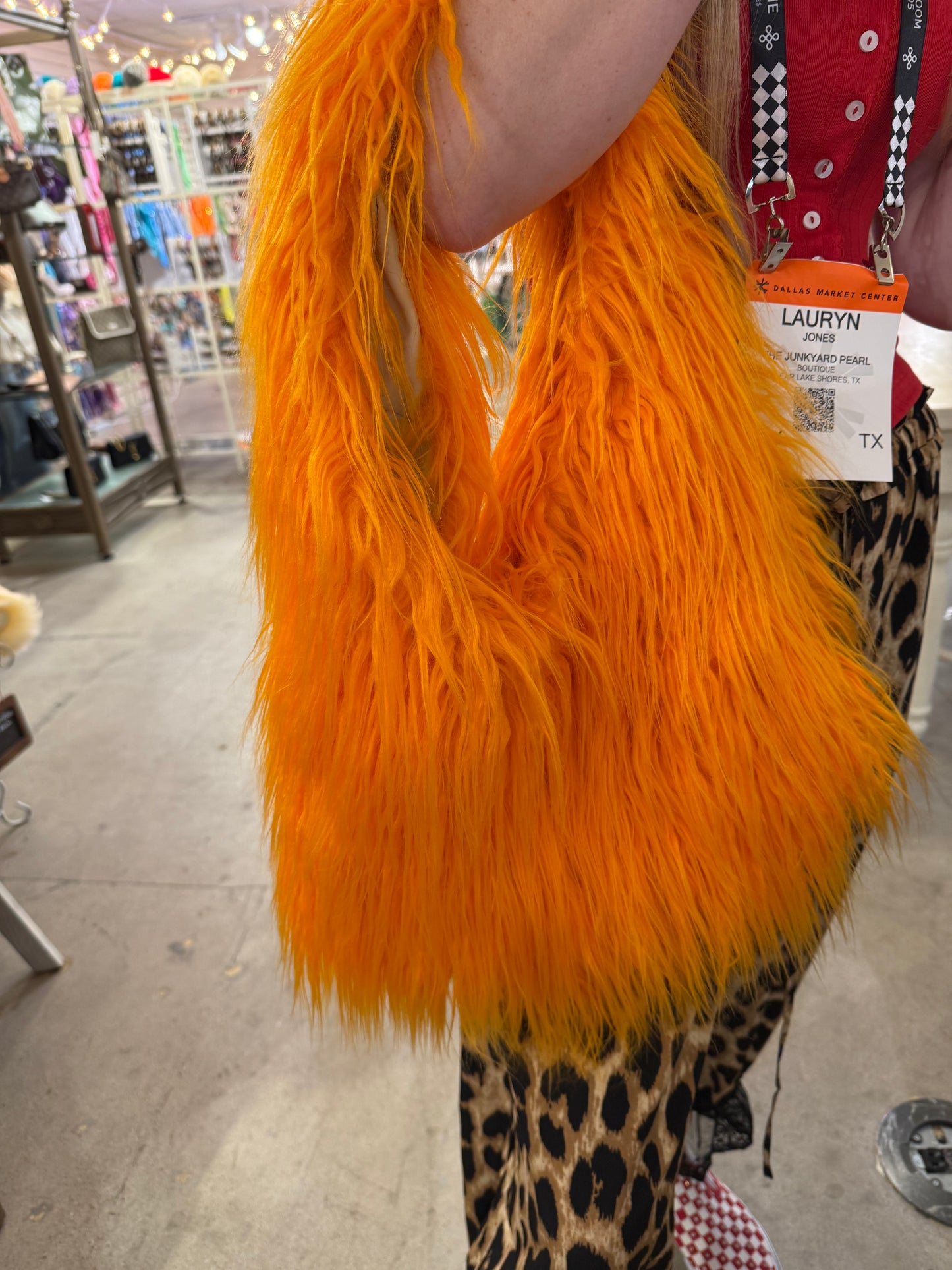 Faux Fur Purse Orange