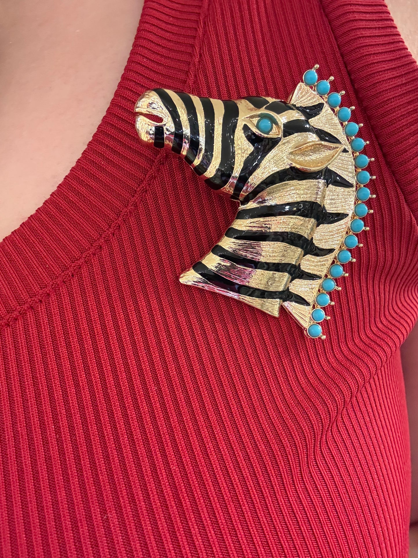 Turquoise Zebra Broach