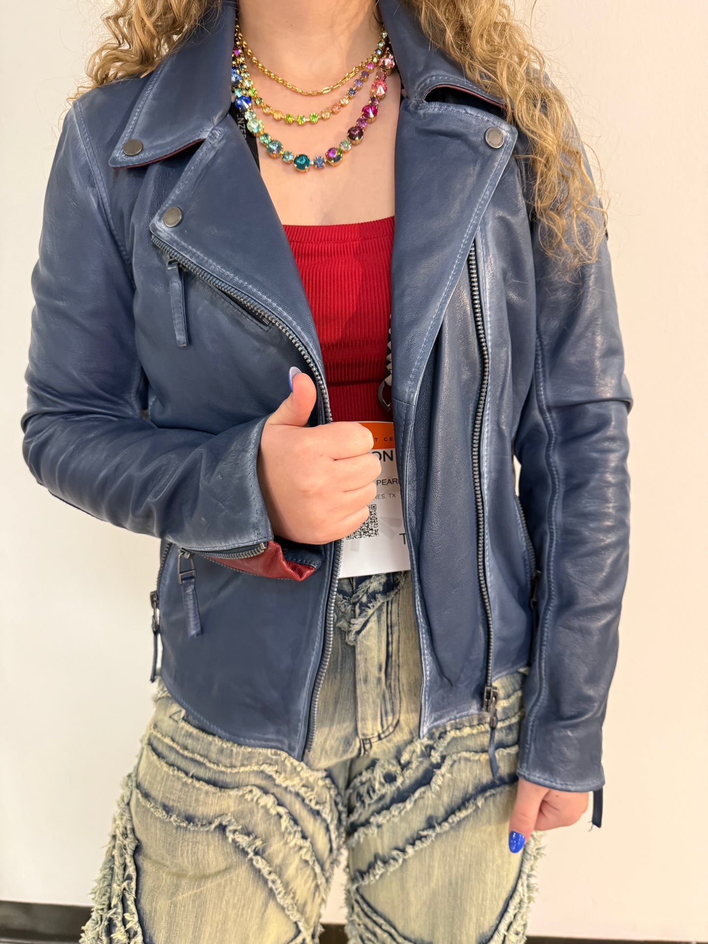 Denim Blue Leather Star Jacket