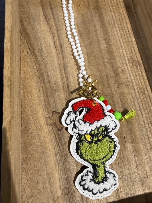 Large Grinch Patch Necklace