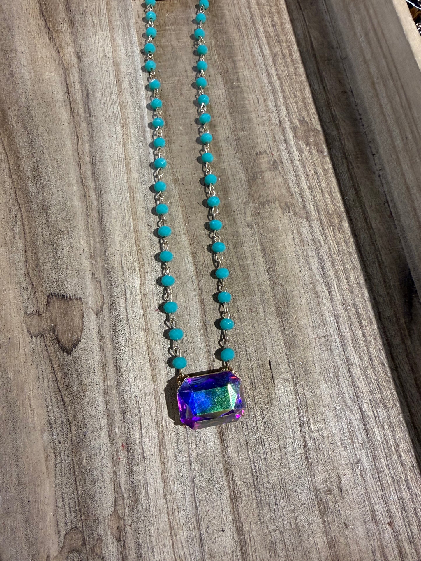 Turquoise Ab Crystal Necklace
