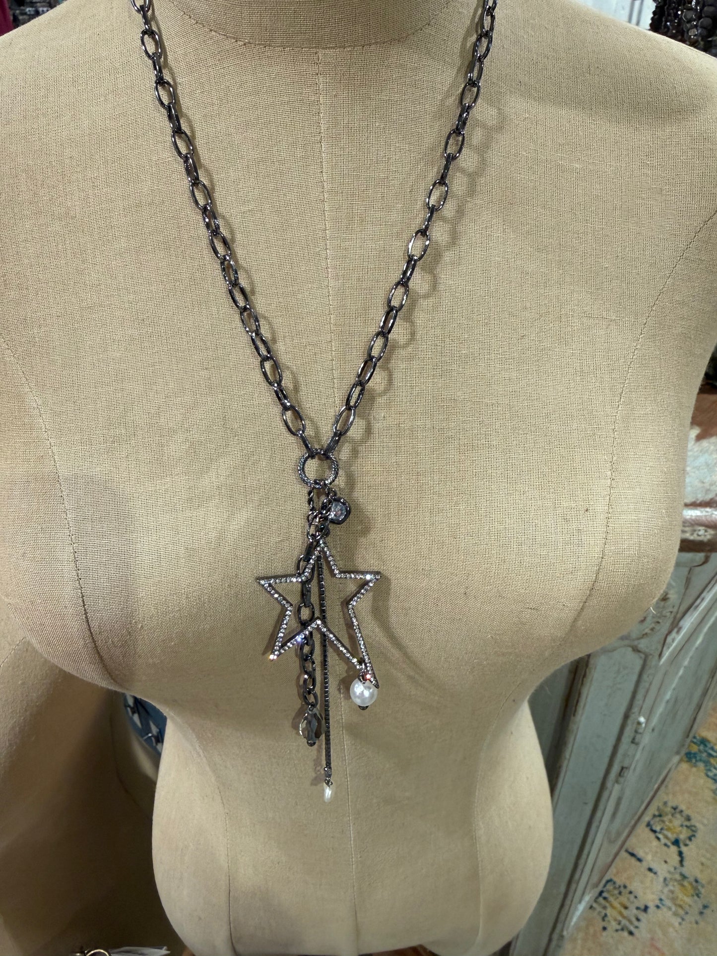 Gunmetal Super Star Necklace