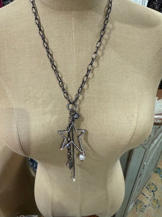 Gunmetal Super Star Necklace