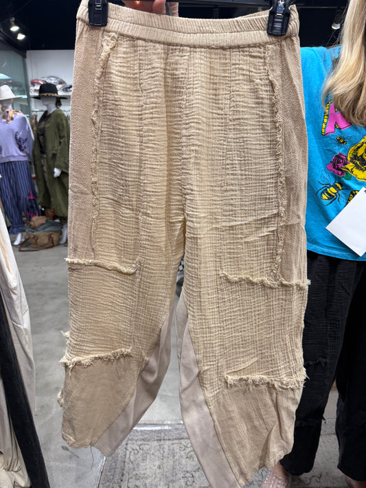 BEIGE COTTON GUAZE PANT