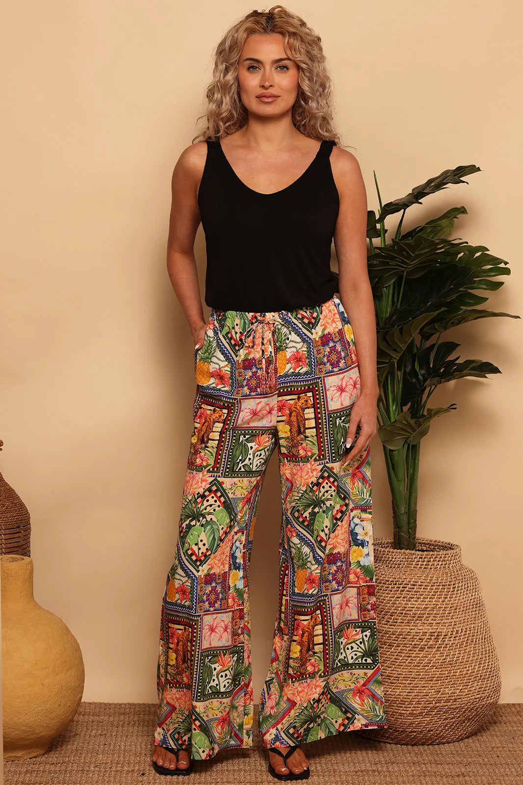 Tropical Patchwork Beaded Beach Pant