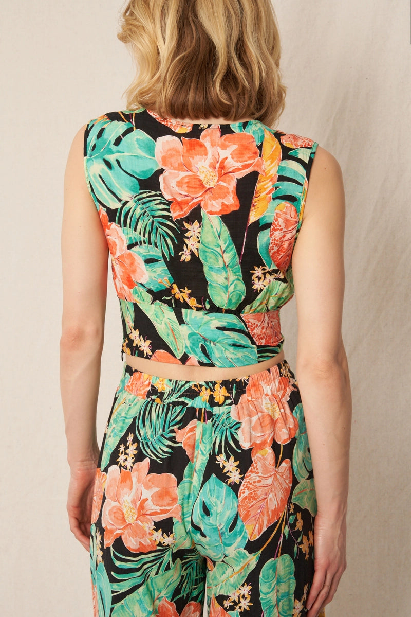 Sleeveless Tropical Pant and Top Set